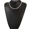Choker ChainPro Personlig Birthstone Cuban Chain Halsband Rostfritt stål Rektangel Cubic Zircon Crystal Charm Chunky Jewels