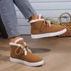 Boots 2024 Winter Shoes For Female Front Lace-up Women's Ankle Flat With Warm Plus Size Outdoor Ladies Snow