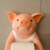 Toalettpappershållare PVC Pig Style Holder Punch Free Hand Tissue Box Hushållshandduk Rulle Spole Device Bad Accessory 231204