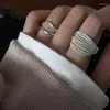 Klusterringar vintage unika oregelbundenhet linjer ring för kvinnor smycken finger justerbar fest födelsedagspresent mode