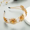 Pinces à cheveux en métal fleurs feuilles bandeaux pour femme mode strass bandeaux à la mode tempérament bandes filles accessoires