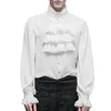 メンズカジュアルシャツファッションヴィンテージスタンドカラー吸血鬼ビクトリア朝のルネッサンスゴシックフリル中世のシャツとブラウスの男性トップ