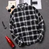 Camisas casuales para hombres para hombre primavera otoño retro coreano banda a cuadros cuello botón abajo manga larga solapa formal baggy tops camisa