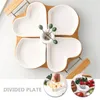 Set di stoviglie 1 set di piatti da portata divisi in ceramica con vassoio in legno per snack e antipasti