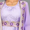 Abbigliamento etnico Zigui Abito da sposa musulmano Set da 2 pezzi Festa da sera Prom Cintura ricamata con fiori Abiti arabi in pizzo chiffon viola per