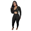 Women's Two Piece Pants Y8782 Women Outfit 2024 Fall Knitted Sweater 3 Three Sets Black Long Sleeve Cardigan Halter Crop Top And