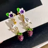 Hoop Earrings Minar Unique Design Colorful Enamel Painting Cartoon Chinchilla Blackberry Flower Fruit Grape Long Dangle For Women