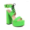 Sandals 2024 European And American High-heeled Water Table Lace Roman Chunky-heeled Open-toe Women's Shoes 34-43