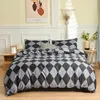 Sängkläder set svart marmor mönster täcke 200x200 med örngott enkelt stil täcke set 220x240 filt super king