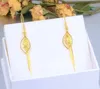 Dingle örhängen yfn solid 18k gula guldblad för kvinnor släpper riktigt länge hypoallergen fina smycken gåvor