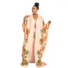 Women's Two Piece Pants Gotoola Middle East Batwing Sleeve Clothing Loose Fashion Printed Long Outerwear Gown Tube Top Short Trousers 3