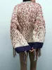 Kvinnors stickor avslappnad långärmad färgglada lapptäcke Cardigan Elegant V Neck Single Breasted Tassles Outercoats Autumn Winter High Streetwear