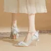 Chaussures habillées EVACANDIS Stiletto Femme Magnifique Pointu Cristal Argent Mariage Pour La Mariée Perle Une Ligne Sangle Simple