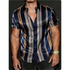 Camisas casuais masculinas luxo para homens noite social verão curto magro topos 2024 lapela botão t moda blusa masculino designer roupas