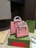 Borsa a mano da donna di qualità con specchio tote con manico in nodo di bambù e borsa da pendolare con tracolla a contrasto retrò di lusso in vera pelle