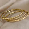 Bangle Aensoa 3st Gold Color Twist Thin Cuff Armband för kvinnor rostfritt stål Klassiskt chic staplade tibetanska Buddha -smycken