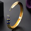 Zlxgirl mode femme couleur or bracelet de mariage bracelet bijoux coloré AAA cubique zircon punk bracelet couple bijoux cadeaux 231229