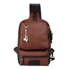 Schultaschen Vintage PU-Leder Männer Brustrucksack Lässige Mode Männlicher Messenger Rucksack Umhängetasche Kleine Schlinge Einzelschultertasche