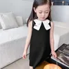 Vestidos de menina roupas de bebê para meninas verão preto azul casual mangas vestido de princesa crianças 0-7 anos