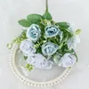 Dekorative Blumen Nordic 10 kleine Rosen in einem Blumenstrauß Künstliche Blume Retro Seidenrose Hortensie Pfingstrose Vintage Braut hält gefälschte H