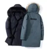 Homens de inverno quente à prova de vento grosso longo para baixo jaqueta masculina moda com capuz gola de pele à prova dwaterproof água jaqueta de alta qualidade parka masculino 231229