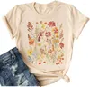 Koszulki kobiet Kobiety Fall Vintage Boho Flower Shirt Botanical Floral Graphic Tee Lover Autumn Top