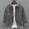 Chaquetas para hombres Camisa de pana Chaqueta de carga Casual Primavera Otoño Abrigo suelto Cárdigan Cuello vuelto Camisa Masculina