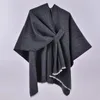 Lenços Mulheres Xale Envoltório Elegante Feminino Dupla Face Irregular Frente Aberta Manga Morcego Cardigan Quente Inverno Cape Poncho