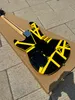 5150 electric guitar, imported alder body, Canadian maple fingerboard, signed, classic yello and white stripes, lightning package