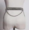 2019 cinturón de cuero negro con remaches para mujer, cinturón de 28CM, cinturón con hebilla Punk europeo con tachuelas, cadena de Metal para mujer, cinturones de PU 5025055