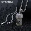 TOPGRILLZ хип-хоп съемный кулон в форме бутылки с лекарством ожерелье мужские ювелирные изделия цвета: золотистый, серебряный цвет кубический циркон ожерелья Gift2253