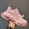 2024 Diseñadores Zapatos Mujeres para hombre Triple S Suela transparente Negro Blanco Gris Rojo Rosa Azul Royal Neon Paris 17FW Entrenadores para hombre Belanciaga Zapatos casuales Brasil Rosa Tamaño 36-45