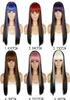 Highlight Blonde Ombre Synthetic Glueless Wig With Bangs For Women Long Straight Blue Red Pink Colored Fringe Cosplay Wigs Heat Re9614995