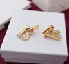 Boucles d'oreilles de luxe plaquées or 18 carats pour femmes, mode simple, pendentif en strass, bijoux de charme, couleur or chanceux, boucle d'oreille en argent 925 avec boîte