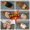 CH Sandles Designer slides mulheres senhora sandálias amadeiradas fofas mula plana bege branco rosa renda letras lona chinelos fuzzy sapatos