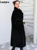 Robe Lautaro hiver longue lâche décontracté gris noir chaud épais doux moelleux fausse fourrure manteau femmes revers de luxe mode coréenne 2022 4Xl 5XL