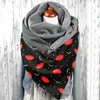 Lenços inverno mulheres cachecol quente elegante amor impresso espessado quadrado ao ar livre dupla camada fivela xale foulard femme