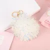 Keychains 1pc Colorful Illuminated Golden Ball Hair Keychain Fur Pendant Small Gift Bag Decorations