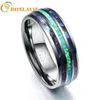 Inlay Abalone Shell OpalAbalone Shell Tungsten Steel Rings for Men 8MM Width Elegant Smooth Mens Ring Top Grade2650585