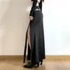 Gonne Gonna lunga da donna Vita alta divisa Cintura da personalità sexy Nastro in pelle nera Abito maxi cool streetwear