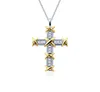 2020 Nouvelle arrivée Unique Ins Luxury Jewelry 925 STERLING Silver Princess Cut Topaz Cross Pendant Femme Femmes Chaîne de liaison de mariage NEC3088657