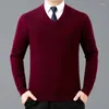 Мужские свитера Модный брендовый свитер Мужской пуловер с V-образным вырезом Slim Fit Джемперы Вязание Толстые теплые осенние корейские стили Повседневная одежда