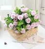 Decorative Flowers 2 Pcs Artificial Flower Silk Rose White Eucalyptus Leaves Peony Bouquet Fake For Wedding Table Party Vase Home Decoration