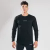근육 피트니스 봄과 가을에 새로운 남자 스포츠 레저 달리기 운동 슬림 한 딱딱한 면화 긴 슬리브 티셔츠 바닥 t191114