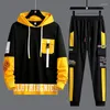 Survêtements pour hommes Mode Hommes Survêtement Streetwear Sweat à capuche et pantalons de survêtement Deux pièces Ensemble Mâle Hip Hop Style Tenue Costume De Sport À La Mode Hommes