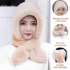 Berets feminino chapéu de malha cruzado laços inverno chapelaria feminino à prova de vento cachecol de pelúcia com earmuffs de pele macia para o calor