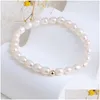 Chain Retro Natural Freshwater Pearl Bracelet For Women Fashion Handmade Jade Beaded Stretch Elastic Drop Delivery Jewelry Bracelets Dhble