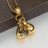 Guantoni da boxe placcati oro in acciaio inossidabile 316L da uomo Collana con ciondolo Gioielli Regalo Collane a catena con corda280e