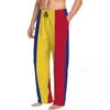 Vêtements de nuit pour hommes Roumanie Drapeau 3D Pantalon de pyjama décontracté avec poches à cordon de serrage Bas de sommeil 2024 Pantalon droit ample imprimé