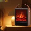 Home Heaters ECHOME Electric Heater 3D Simulation Flame Warmer Air Blower Household Fireplace Energy-Saving Desktop Winter Electric Warmer J240102